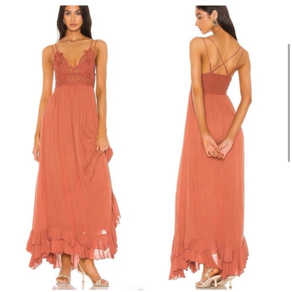 SOLD NWT FREE PEOPLE FP ONE ADELLA MAXI SLIP DRESS | COPPER | SMALL - Picture 3 of 8